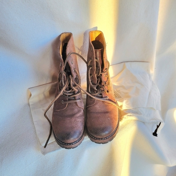 Brand New Frye Sabrina 6G lace up boots chocolate brown oiled suede size 7 37 - Picture 2 of 6